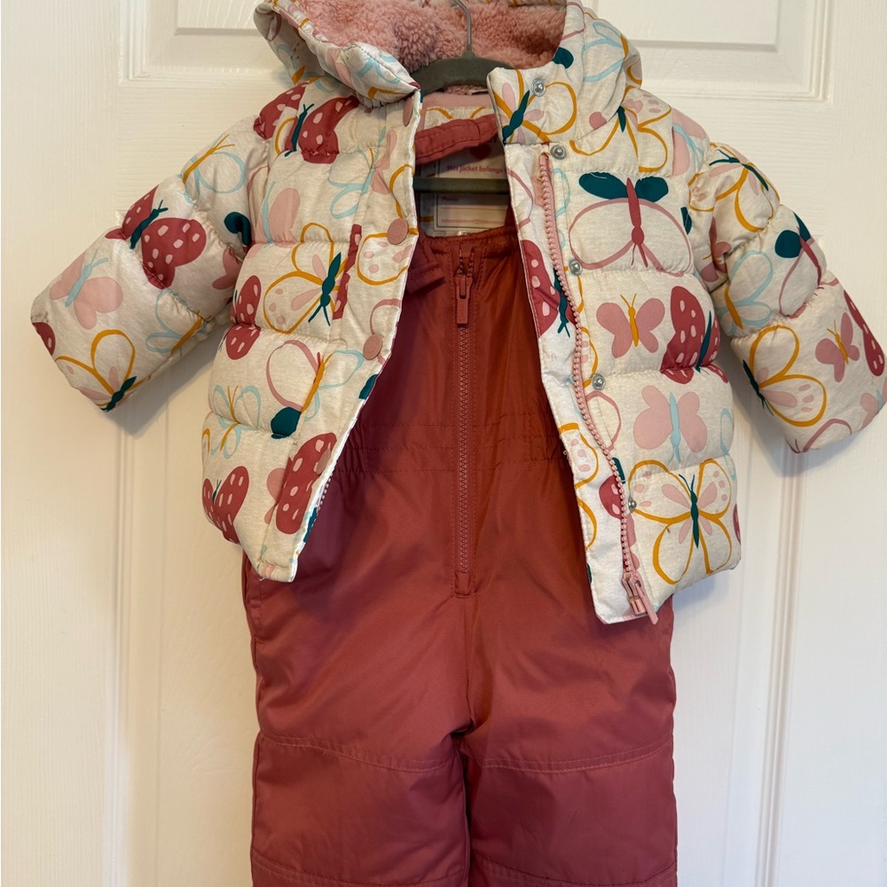 Carters Snow Butterfly Print Puffer Jacket and Pants Set